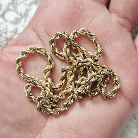 Vintage Heavy 14k Yellow Gold Rope Necklace / 29 Grams - Picture 5 of 9